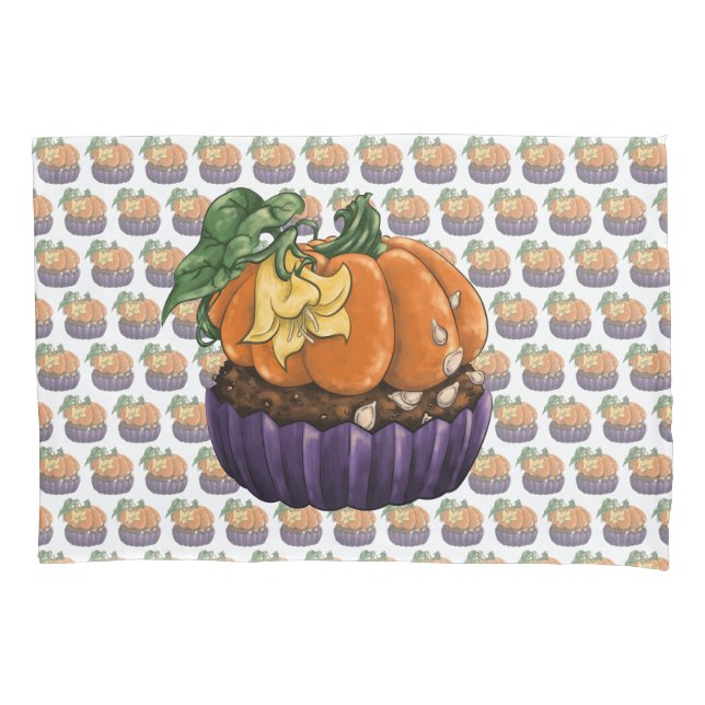 Pumpkin Cupcake Pillowcase (Front-Left)