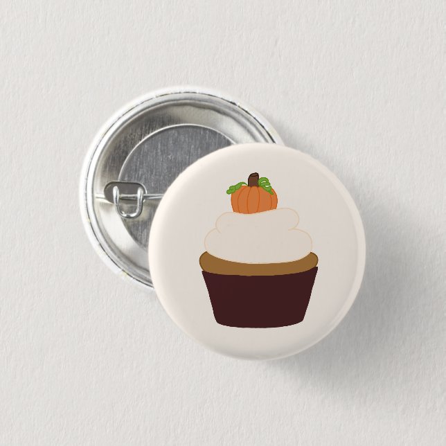 Pumpkin Cupcake - Round Pin-up Badge (Front & Back)