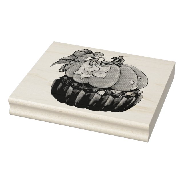 Pumpkin Cupcake Rubber Stamp (Stamp)
