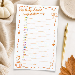 Pumpkin Cute Fall Baby Shower Emoji Pictionary