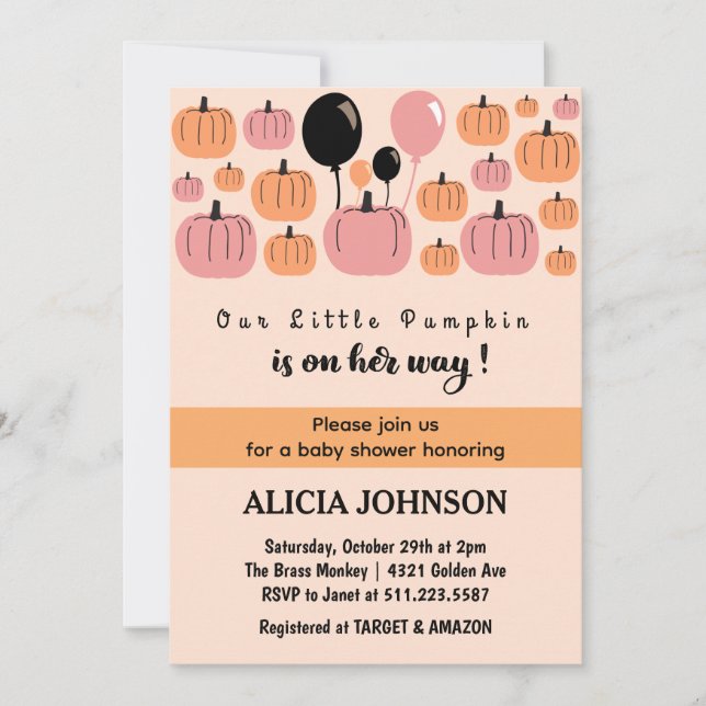Pumpkin Cute Halloween baby shower  Invitation (Front)