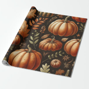 Pumpkin Cute Watercolor Fall & Autumn Thanksgiving Wrapping Paper