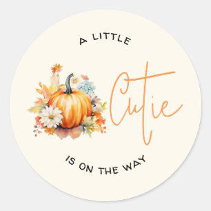 Pumpkin Cutie Pregnancy Announcement Classic Round Sticker