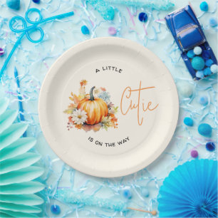 Pumpkin Cutie Pregnancy Announcement Paper Plate