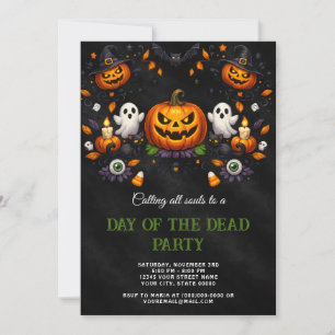 Pumpkin Day of the Dead Halloween Party Invitation