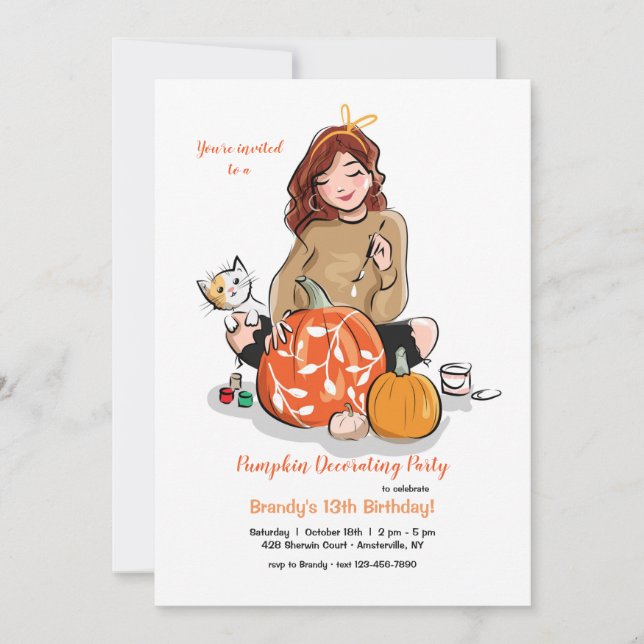 Pumpkin Decorating Party Invitations (Front)