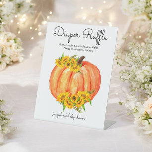 Pumpkin Diaper Raffle Baby Shower Pedestal Sign