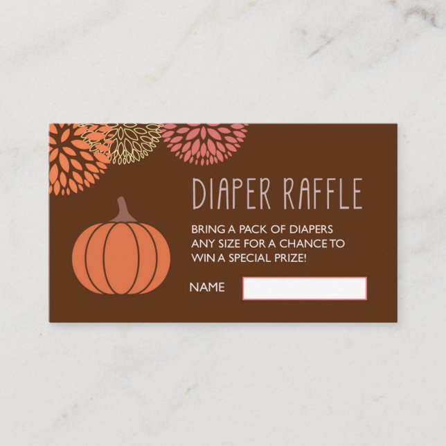 Pumpkin Diaper Raffle Ticket Enclosure Card (Front)