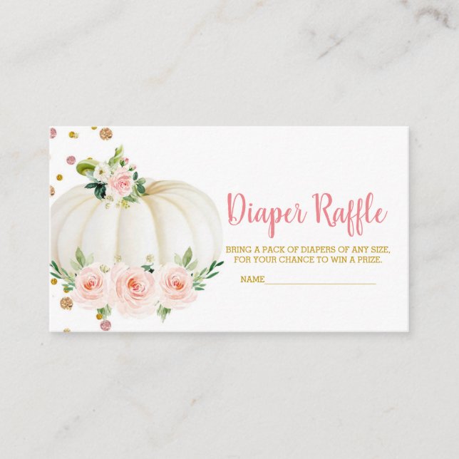 Pumpkin diaper raffle ticket enclosure card (Front)