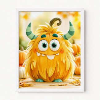 Pumpkin Disguised as a Fluffy Monster Poster