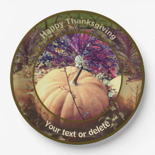 Pumpkin Display Personalized Fall Thanksgiving Paper Plate