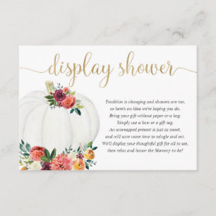 Pumpkin display shower gender neutral fall floral enclosure card