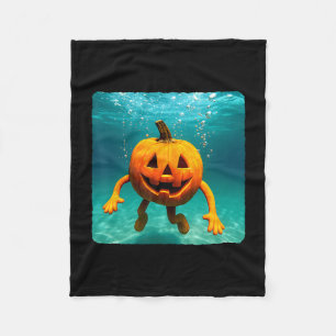 Pumpkin Diving Underwater Ocean Diver Swimming Sum Fleece Blanket