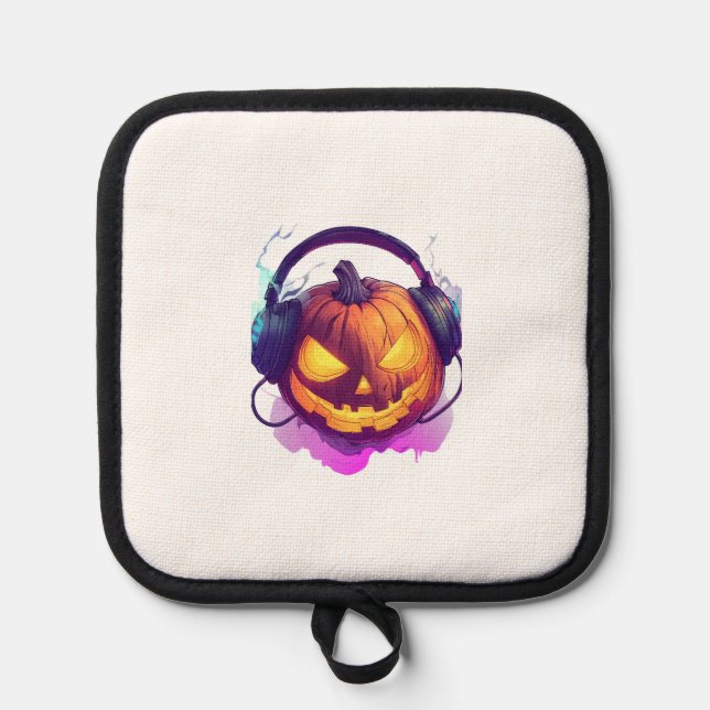  Pumpkin DJ Party Pot Holder (Front)