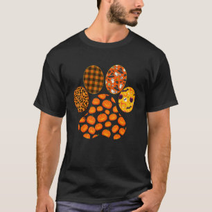 Pumpkin Dog Cat Paw Halloween Costume Leopard T-Shirt