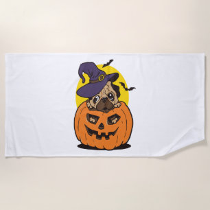 Pumpkin Dog Halloween, Funny Halloween Dog Beach Towel