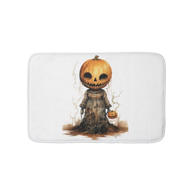 Pumpkin Doll Halloween Sticker Bath Mat (Front)