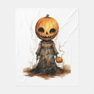 Pumpkin Doll Halloween Sticker Fleece Blanket