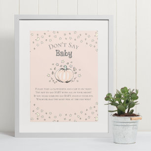 Pumpkin Don't Say Baby Shower Game Poster