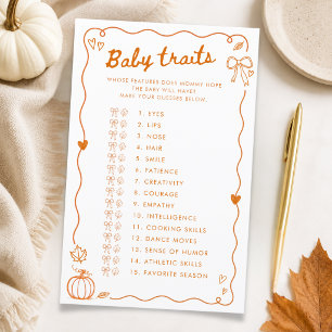 Pumpkin Doodle Fall Baby Shower Baby Traits Game