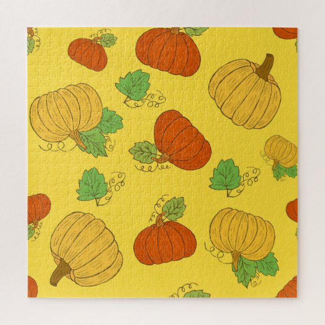Pumpkin Doodle: Hand Drawn Seamless Jigsaw Puzzle (Vertical)