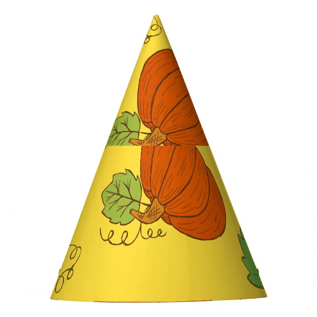 Pumpkin Doodle: Hand Drawn Seamless Party Hat (Front)