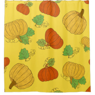 Pumpkin Doodle: Hand Drawn Seamless Shower Curtain