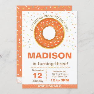 Pumpkin Doughnut Birthday Invitation