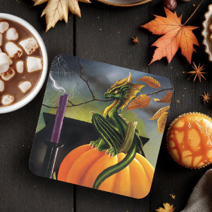 Pumpkin Dragon Cauldron Halloween Coaster