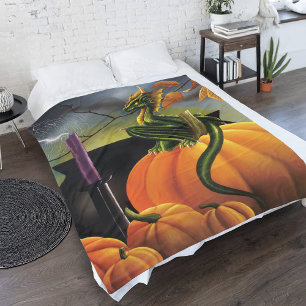 Pumpkin Dragon Cauldron Halloween Fleece Blanket
