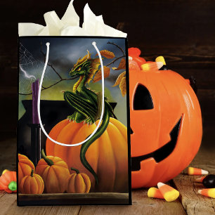 Pumpkin Dragon Cauldron Halloween Medium Gift Bag