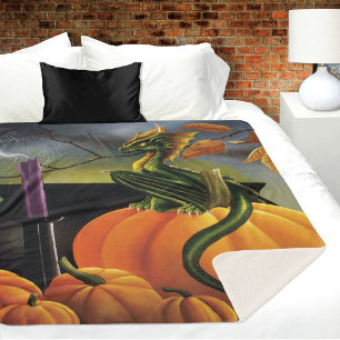 Pumpkin Dragon Cauldron Halloween Sherpa Blanket