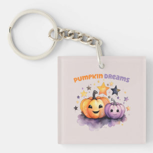 Pumpkin Dreams – Cute Pastel Purple and Orange Key Ring