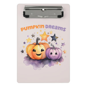 Pumpkin Dreams – Cute Pastel Purple and Orange Mini Clipboard