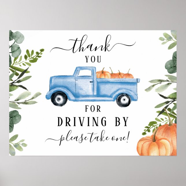 Pumpkin Drive By Baby Shower Thank You Sign (Front)