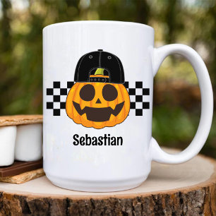 Pumpkin Dude Retro Pattern Boys Fall Halloween Coffee Mug