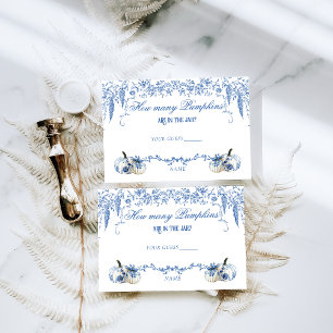 Pumpkin Dusty Blue Toile Floral Diaper Baby Shower Enclosure Card