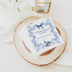 Pumpkin Dusty Blue Whimsical Floral Baby Shower Napkin