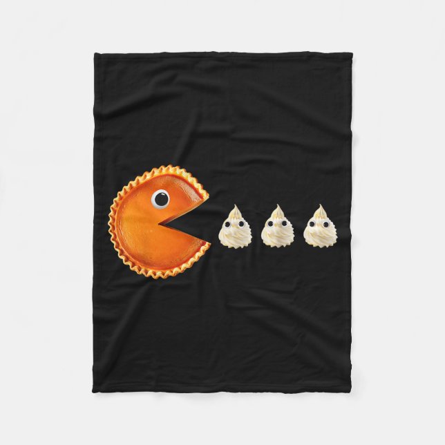 Pumpkin E Eating Whipped Cream Funny  Fleece Blanket (Front)
