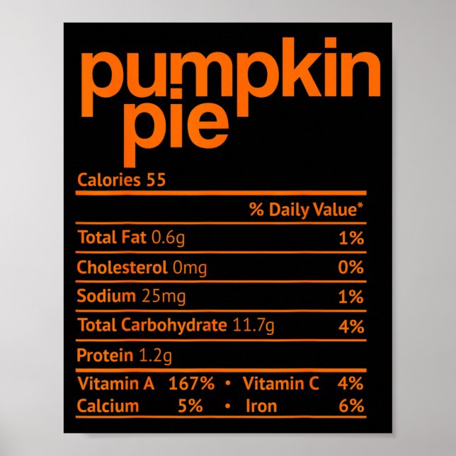 Pumpkin E Nutrition Fact Funny Thanksgiving Christ Poster (Front)