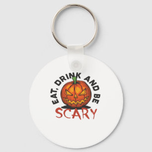 Pumpkin Eat Drink And Be Scary Vintage Style Key Ring