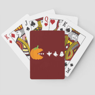 Pumpkin Eating Ghost Gamer Halloween Men Women Playing Cards