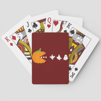 Pumpkin Eating Ghost Gamer Halloween Men Women Playing Cards