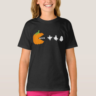 Pumpkin Eating Ghost Gamer Halloween Men Women T-Shirt