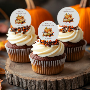 Pumpkin Elegant Rustic Thanksgiving Feast Classic Round Sticker