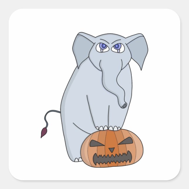 Pumpkin Elephant Square Sticker (Front)