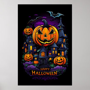 Pumpkin Embrace, Halloween Mansion Poster
