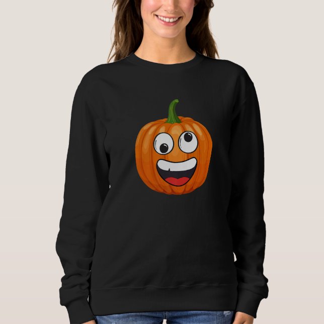 Pumpkin Emoje Eye Open Halloween Fun Season Costum Sweatshirt (Front)