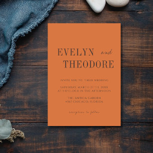 Pumpkin & Espresso Minimalist Simple Wedding Invitation