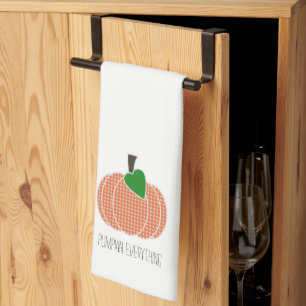 Pumpkin Everything Orange Plaid Gingham Pumpkin Tea Towel
